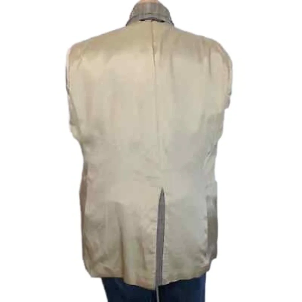 Christian Brooks Tan Blazer Size 46R Pure Silk‎ Luxury Khaki Sport Coat Jacket